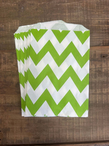 Chevron Paper Lolly Treat Bag - Lime Green