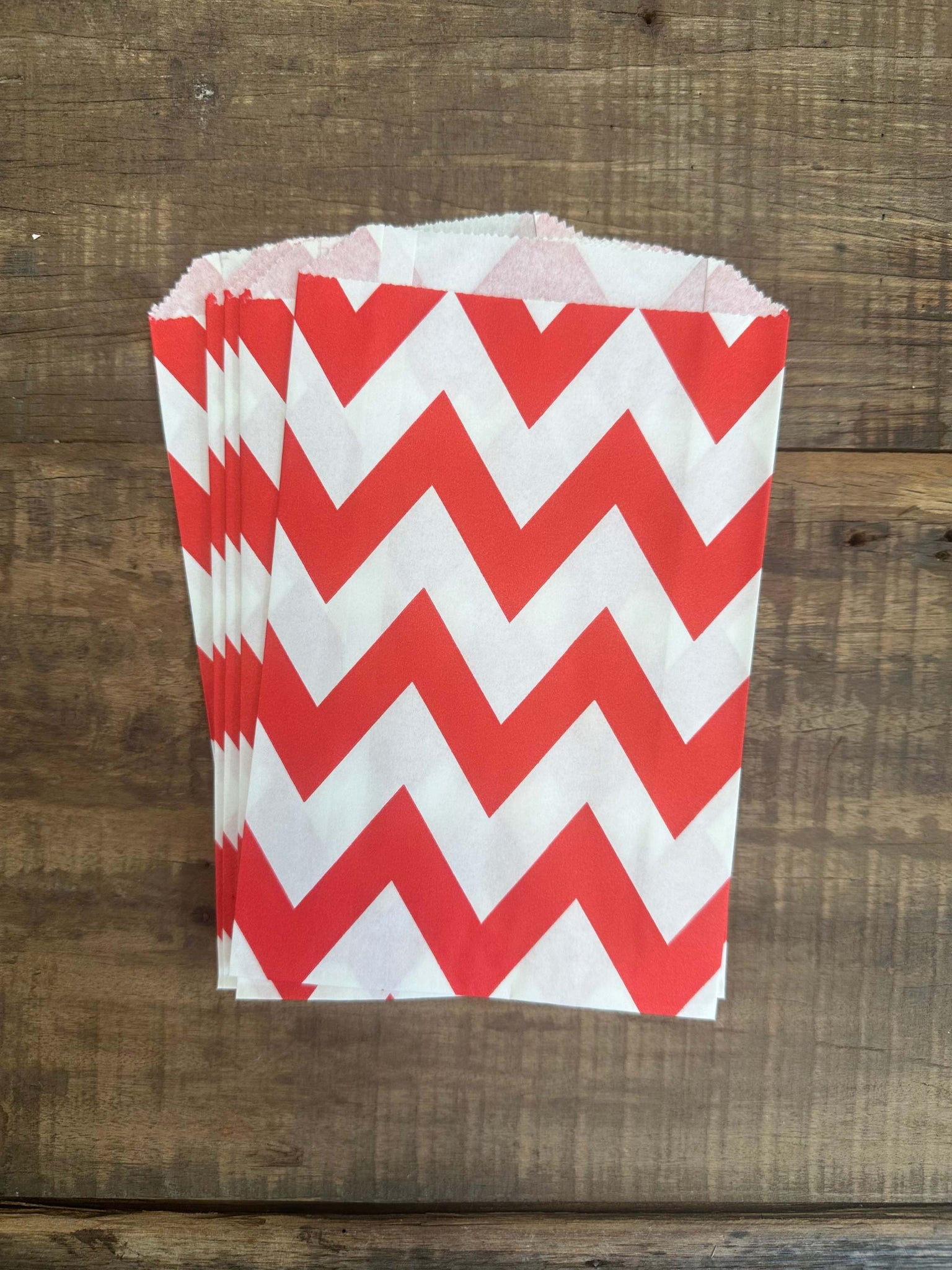 Chevron Paper Lolly Treat Bag - Red