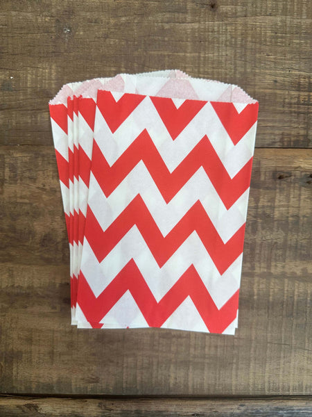 Chevron Paper Lolly Treat Bag - Red