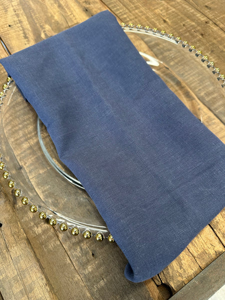 Stonewash Linen Napkin - Faded Navy - EX HIRE STOCK