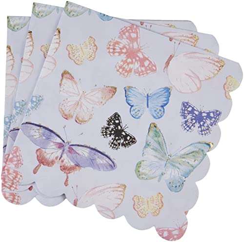 Pale Blue Butterfly Large Gold Foiled Napkins | Meri Meri - The Pretty Prop Shop Parties