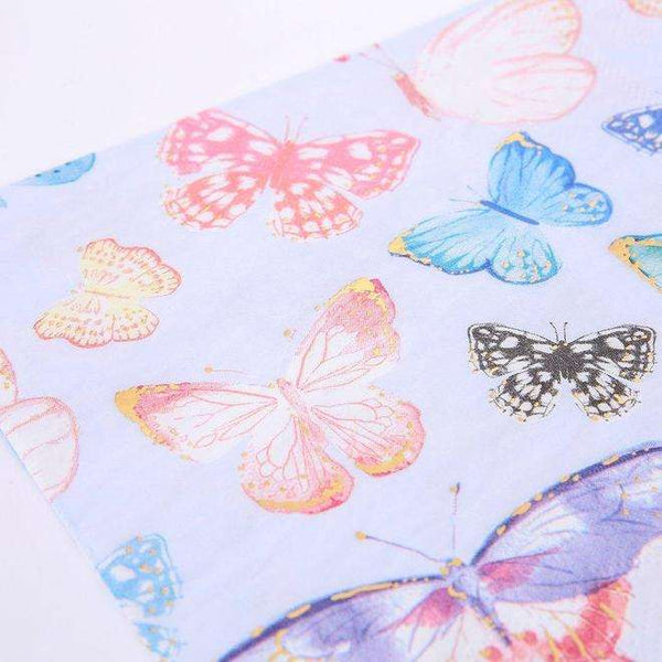 Pale Blue Butterfly Large Gold Foiled Napkins | Meri Meri - The Pretty Prop Shop Parties