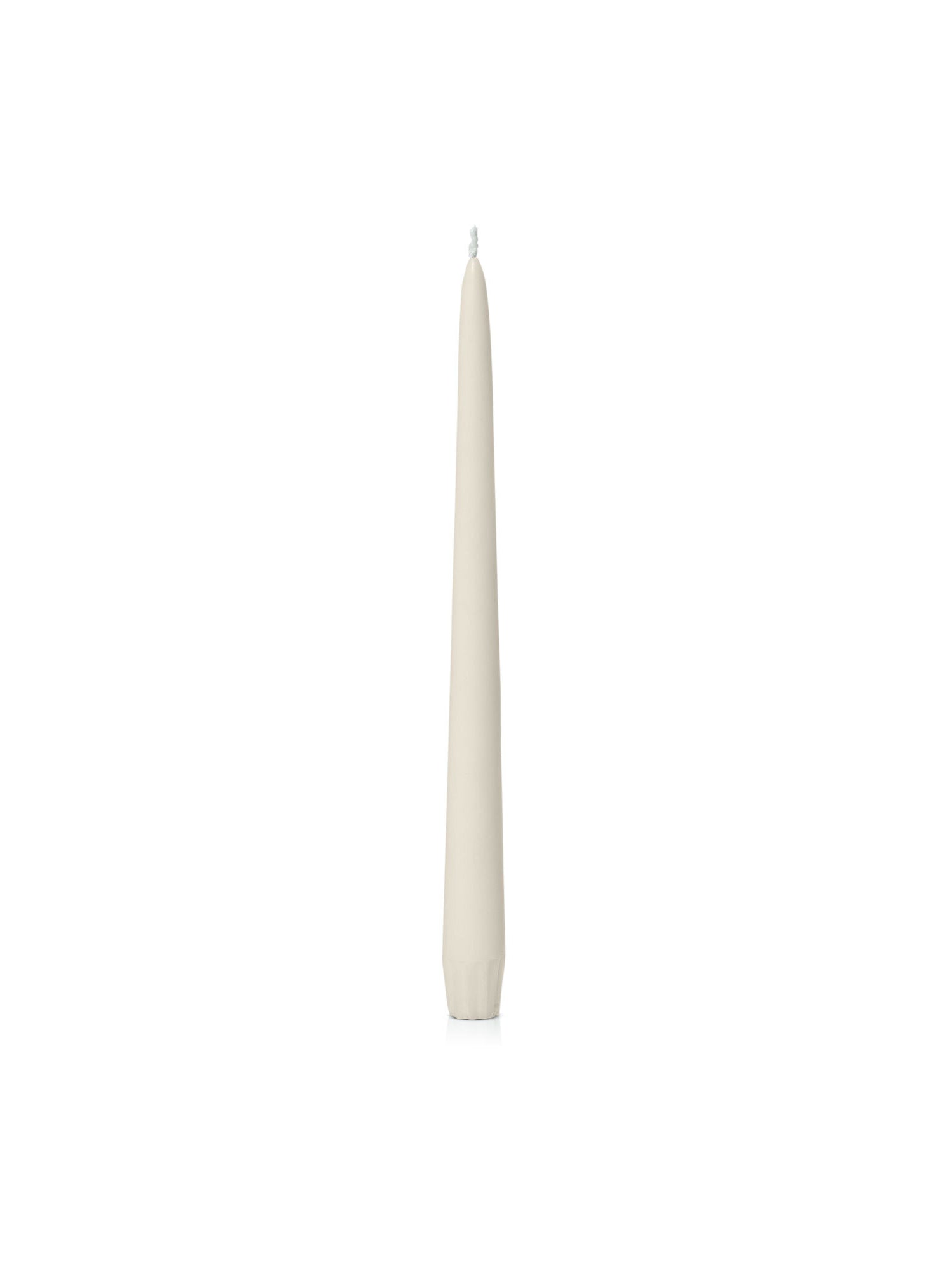 Ivory 25cm Moreton taper candle, eco-friendly, unscented, handmade, long-lasting burn.