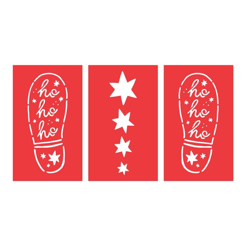 Classic Christmas Santa Footprint Paper Stencils 3pk