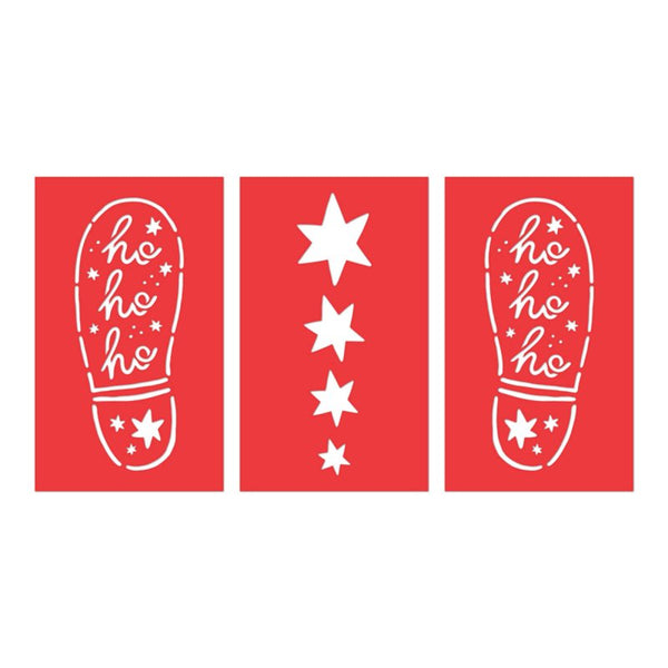 Classic Christmas Santa Footprint Paper Stencils 3pk
