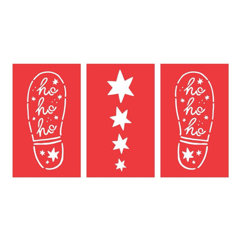 Classic Christmas Santa Footprint Paper Stencils 3pk