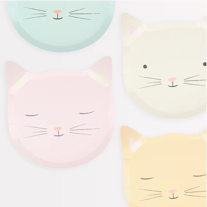 Cute Kitten Plates (x 8) - The Pretty Prop Shop Parties