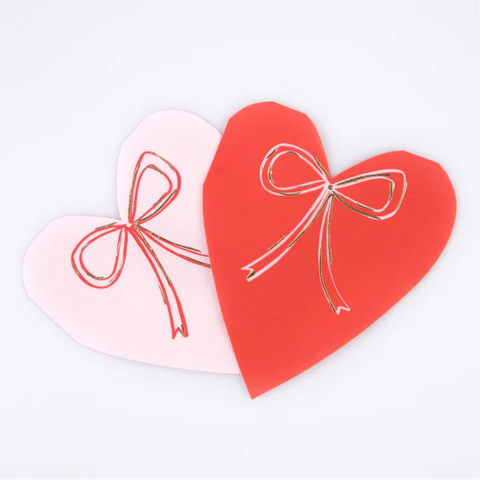 Heart With Bow Napkins (x 16) - The Pretty Prop Shop Parties