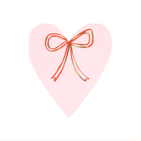 Heart With Bow Napkins (x 16) - The Pretty Prop Shop Parties