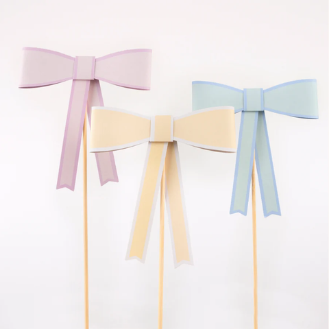 Pastel Bow Cake Toppers (x 3)