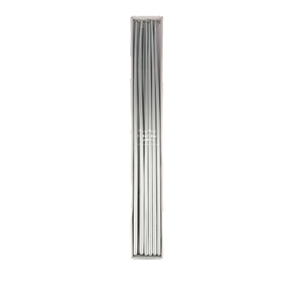 Tall Tapered Candles - Silver