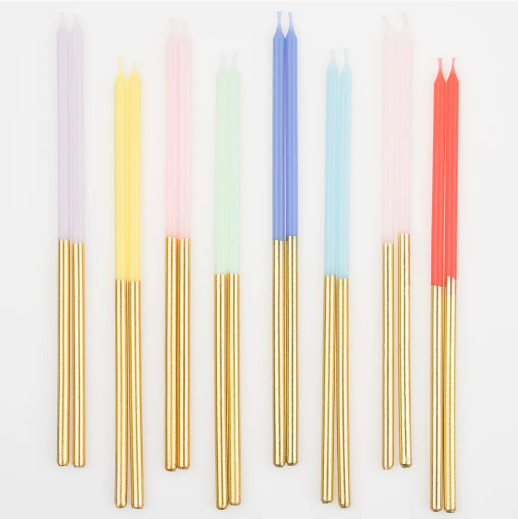 Gold Dipped Rainbow Mix Candles - The Pretty Prop Shop Parties