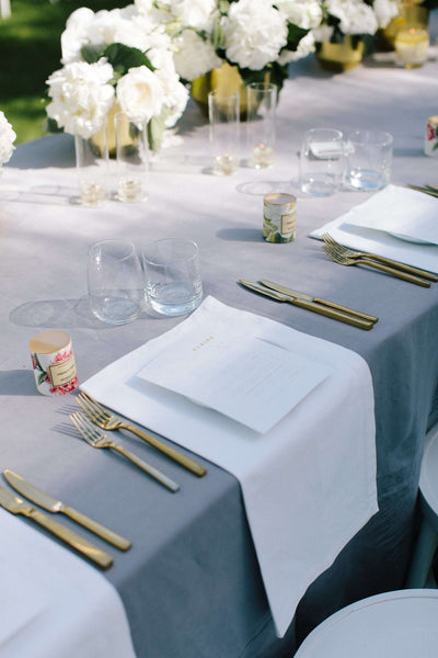 Rectangle Stonewash Linen Tablecloth - Grey - EX HIRE STOCK - The Pretty Prop Shop Parties