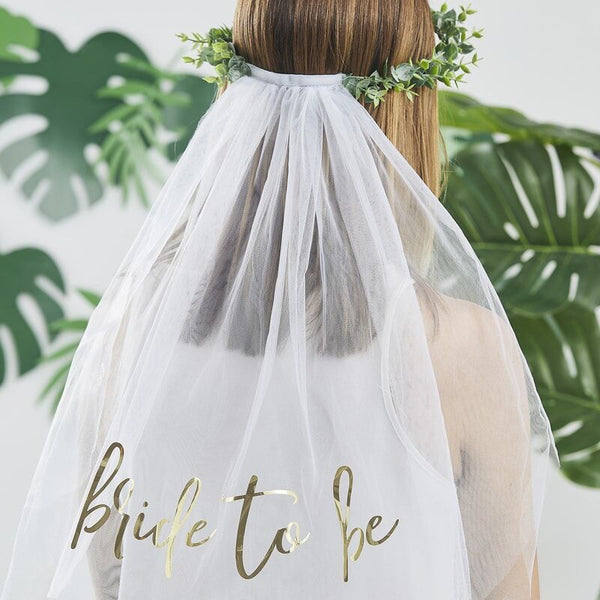 Eucalyptus Bride To Be Headband Veil - Botanical Hen - The Pretty Prop Shop Parties