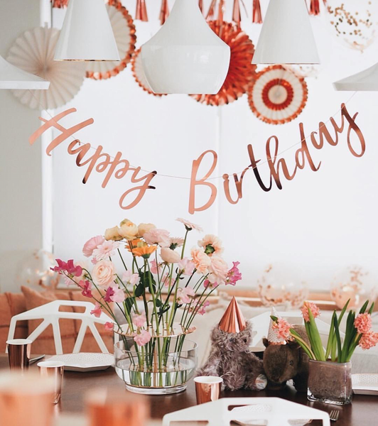 Happy Birthday Bunting - Rose Gold - The Pretty Prop Shop Parties