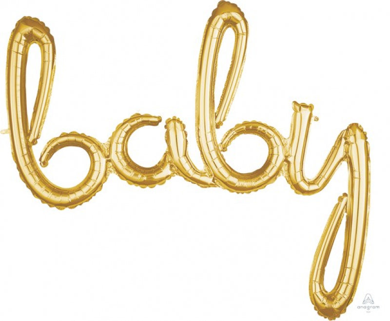 Baby Gold Script Balloon - The Pretty Prop Shop Parties, Auckland New Zealand