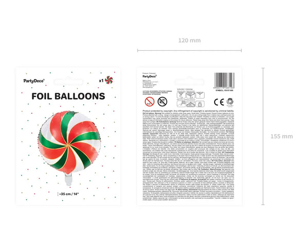 Red Green & White Candy Foil Balloon - The Pretty Prop Shop Parties