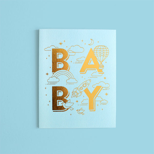Baby Universe Greeting Card - Aqua - The Pretty Prop Shop Parties