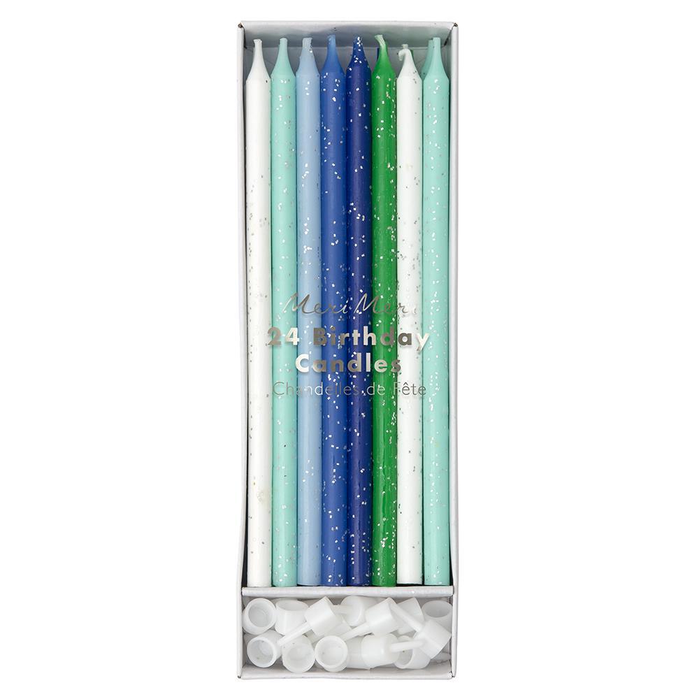 Blue Glitter Birthday Candles - assorted - The Pretty Prop Shop Parties