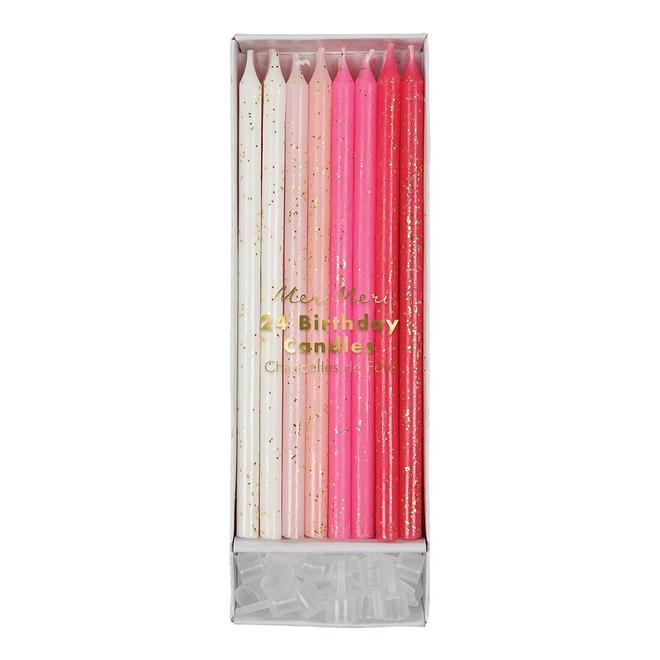Pink Glitter Birthday Candles - assorted - The Pretty Prop Shop Parties