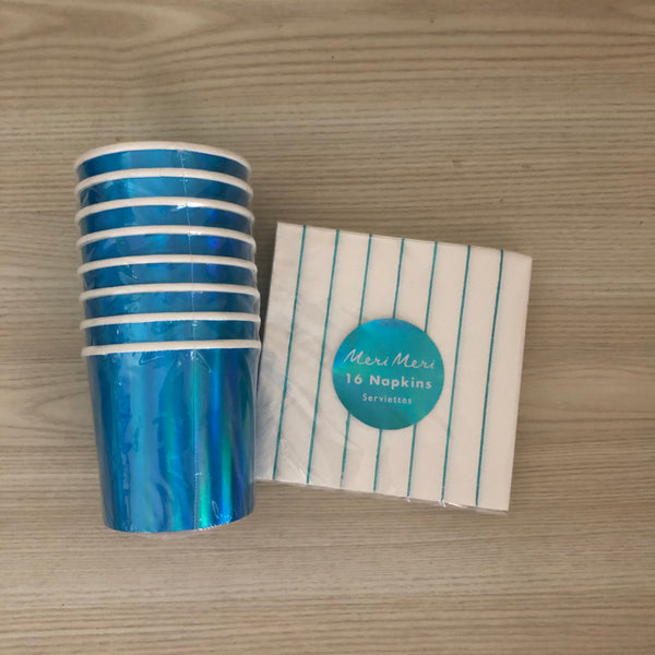 Holographic Blue Napkins Small - The Pretty Prop Shop Parties