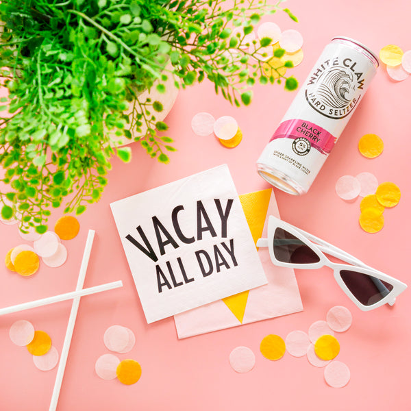 "Vacay All Day" Witty Cocktail Napkins - The Pretty Prop Shop Parties