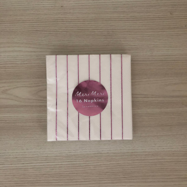 Metallic Pink Striped Napkins Small - The Pretty Prop Shop Parties