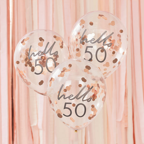 Hello 50 Birthday Balloons - The Pretty Prop Shop Parties, Auckland New Zealand
