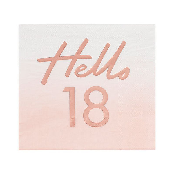 Hello 18 Birthday Party Napkins | Ginger Ray | The Pretty Prop Shop Parties