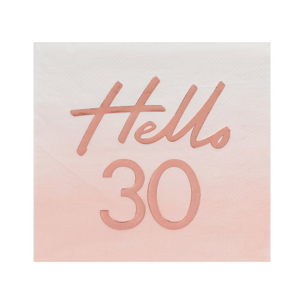 Hello 30 Birthday Party Napkins - The Pretty Prop Shop Parties