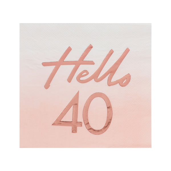 Hello 40 Birthday Party Napkins - The Pretty Prop Shop Parties