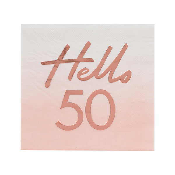 Hello 50 Birthday Party Napkins - The Pretty Prop Shop Parties, Auckland New Zealand