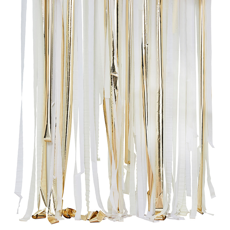Gold Metallic Party Streamer Backdrop - The Pretty Prop Shop Parties