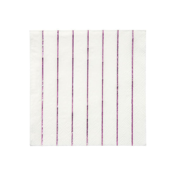 Metallic Pink Striped Napkins Small - The Pretty Prop Shop Parties, Auckland New Zealand