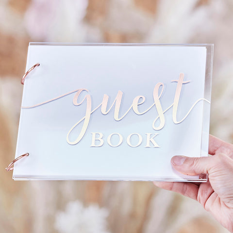 Acrylic and Rose Gold Wedding Guest Book