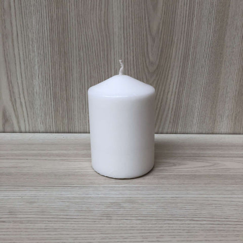 Wax Pillar Candle White 7x10cmH - The Pretty Prop Shop Parties