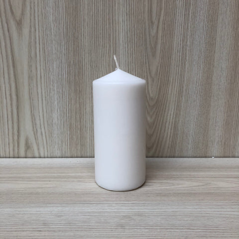 Wax Pillar Candle White 7x15cmH - The Pretty Prop Shop Parties