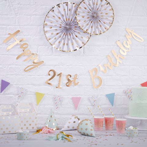 21st Birthday Banner Bunting - Gold - The Pretty Prop Shop Parties