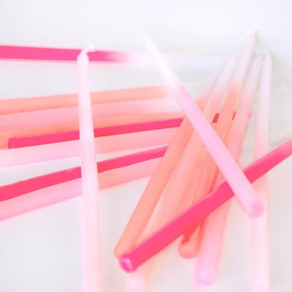 Pink Dipped Tapered Birthday Candles