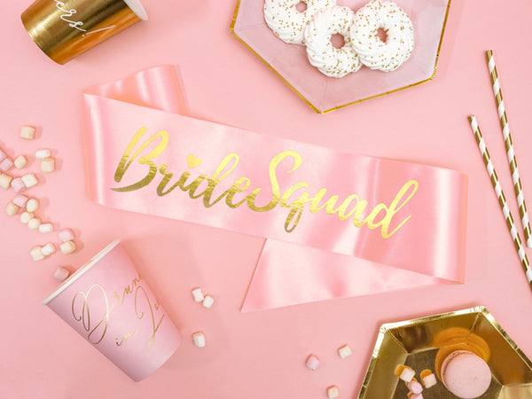 Bride Squad Sash - Pink & Gold - The Pretty Prop Shop Parties