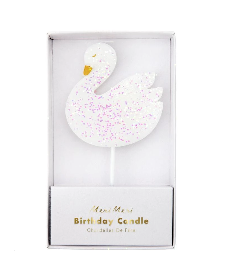 Swan Glitter Candle - The Pretty Prop Shop Parties, Auckland New Zealand
