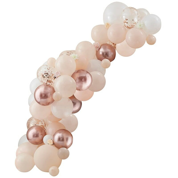 Peach, White & Rose Gold Balloon Arch Kit - Baby in Bloom
