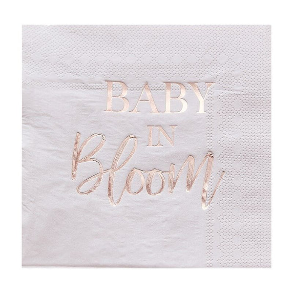 Rose Gold & Blush Paper Napkins - Baby in Bloom - The Pretty Prop Shop Parties