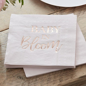 Rose Gold & Blush Paper Napkins - Baby in Bloom