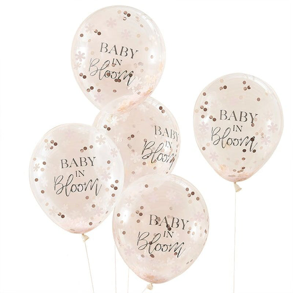 Rose Gold Baby Shower Confetti Balloons - Baby in Bloom - The Pretty Prop Shop Parties