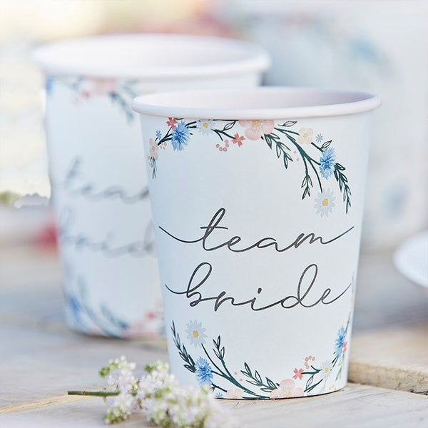 Floral Team Bride Paper Cups - Boho Bride Hen Party