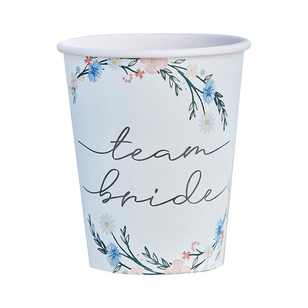 Floral Team Bride Paper Cups - Boho Bride Hen Party - The Pretty Prop Shop Parties