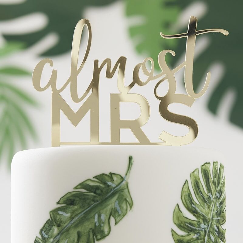 Almost Mrs Gold Cake Topper - Botanical Hen - The Pretty Prop Shop Parties, Auckland New Zealand