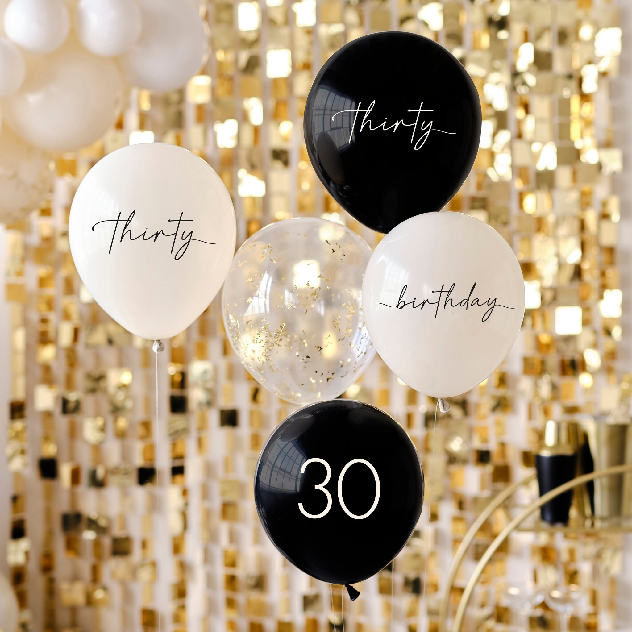 30th Birthday Party Balloons - Champagne Noir