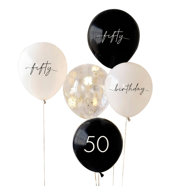 50th Birthday Party Balloons - Champagne Noir - The Pretty Prop Shop Parties